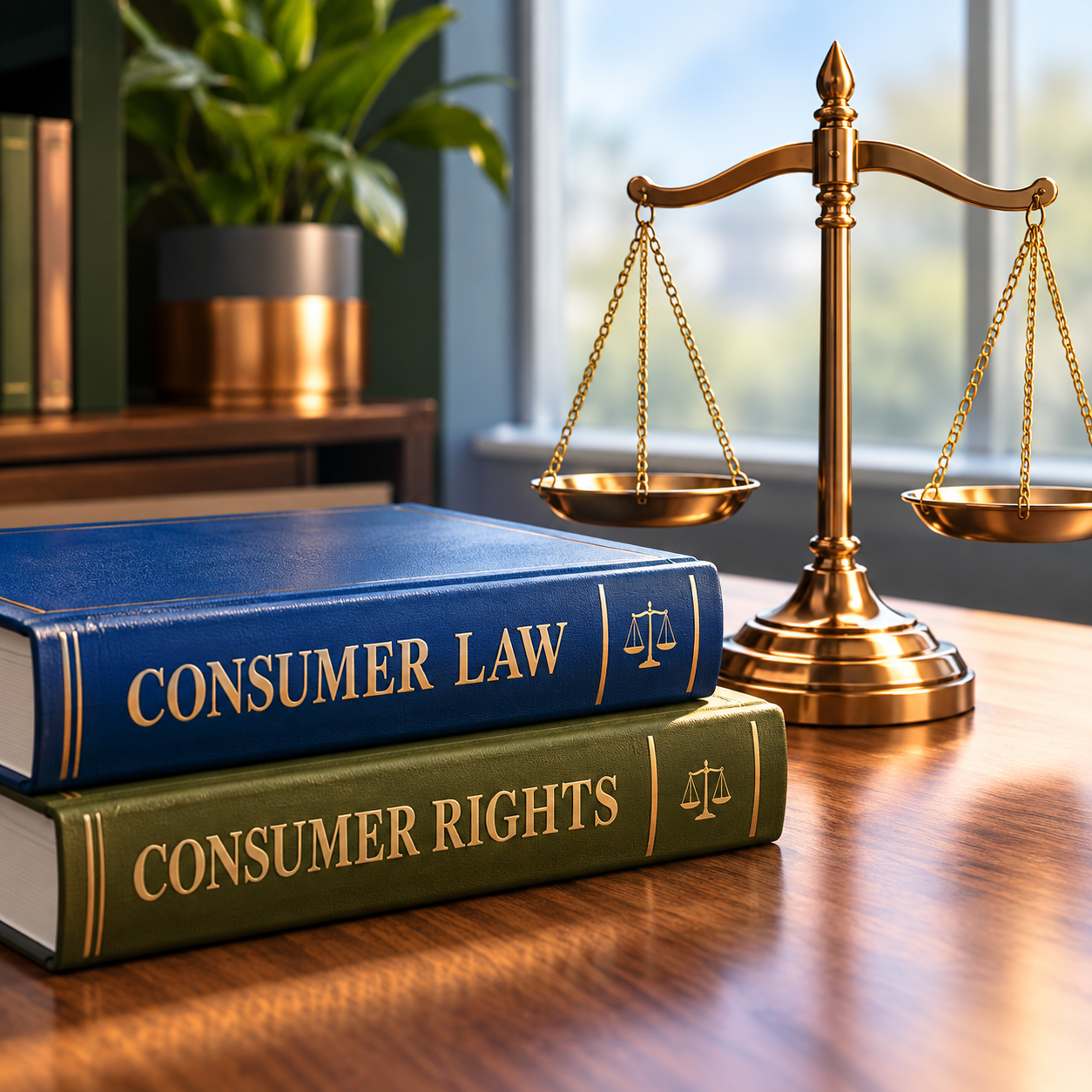 Financial Literacy Month | The Resource Scout | April 22, 2021 Financial Literacy month, consumer law books on desk and scale